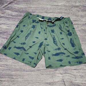 Kavu Mens Fish Print Belted Hybrid‎ Shorts Outdoor Casual Everyday